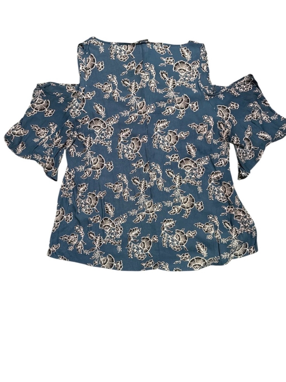 Torrid Floral Cold Shoulder Semi Sheer Blouse Woman’s Blue Boho Top Torrid 1 - Picture 4 of 7